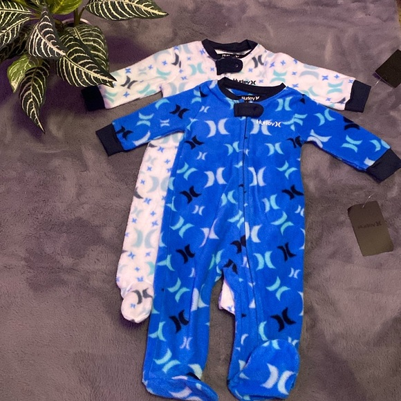 Hurley One Pieces Baby Boy Hurley Fleece Sleep And Play Two Pack